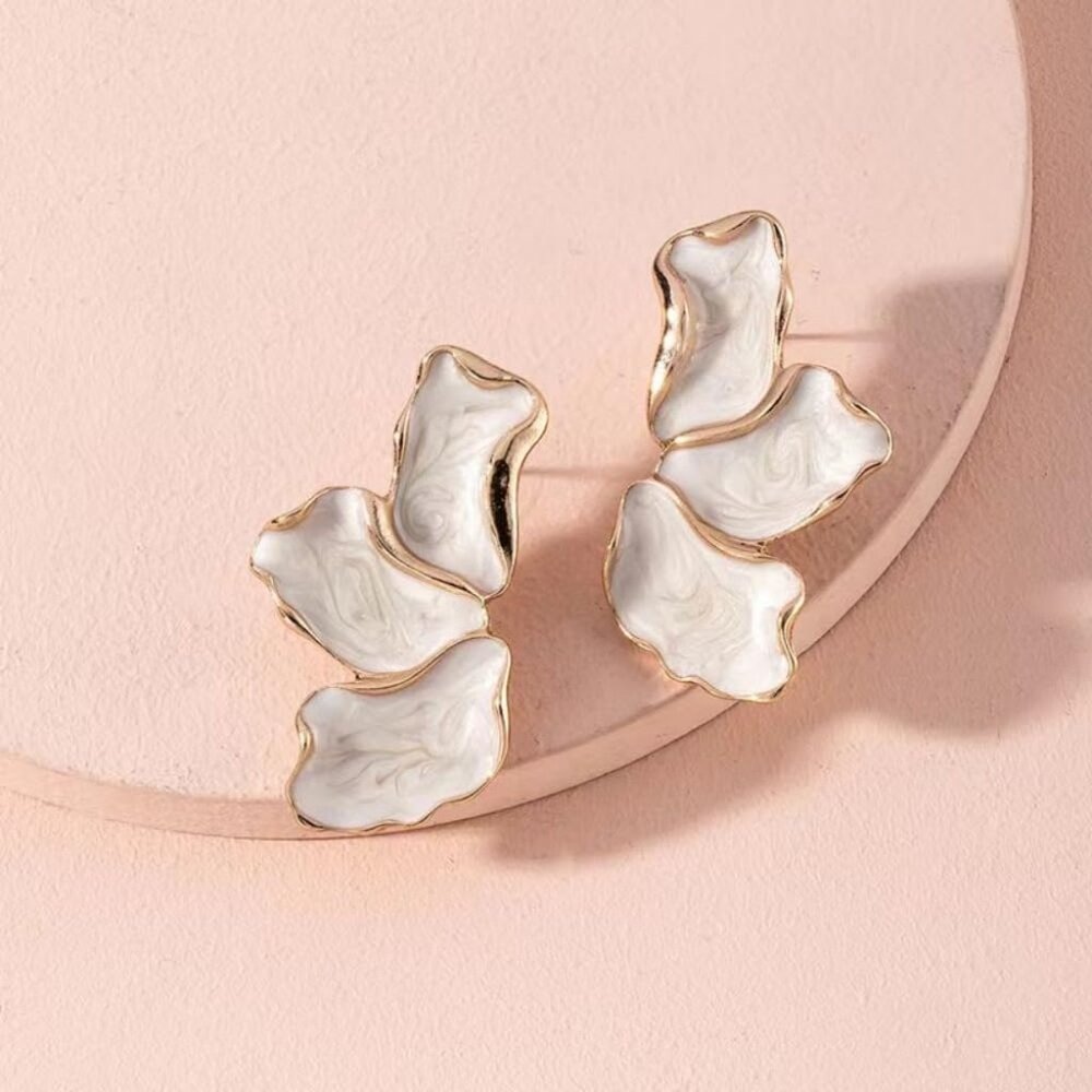 Irregular Petal Earring For Women Stainless Steel Unique Statement Flower Dangle - Picture 3 of 6